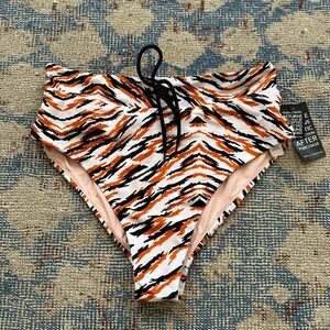 NWT Les Girls Les Boys High Waist Brief Swim Bottom in Tiger L